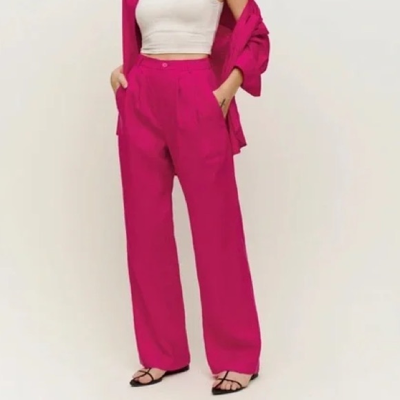 Reformation Pants - Reformation Pink Linen Pants